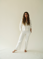 Cotton Cashmere Side Slit Trousers